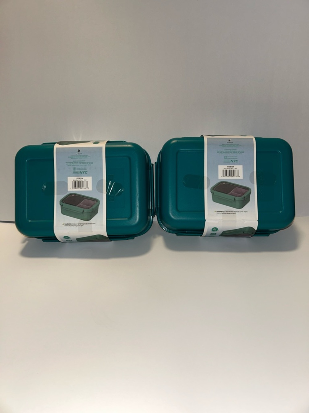 Manna Set of 2 3-Section Bento Box in teal, featuring a total capacity of 40 oz. - Picture 6 of 16